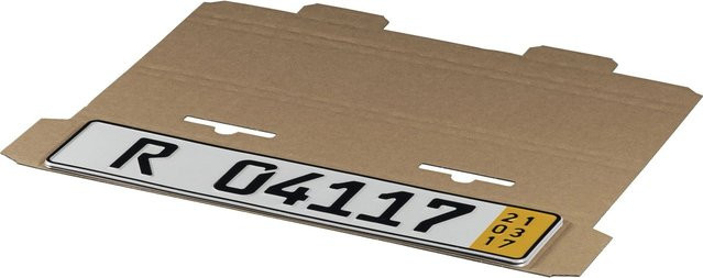PROREGAL 20er Set Stanzverpackung für KFZ Kennzeichen mit Steckverschluss, Braun, B: 52,2 cm, H: 11,2 cm, T: 1,0 cm - Bild 1