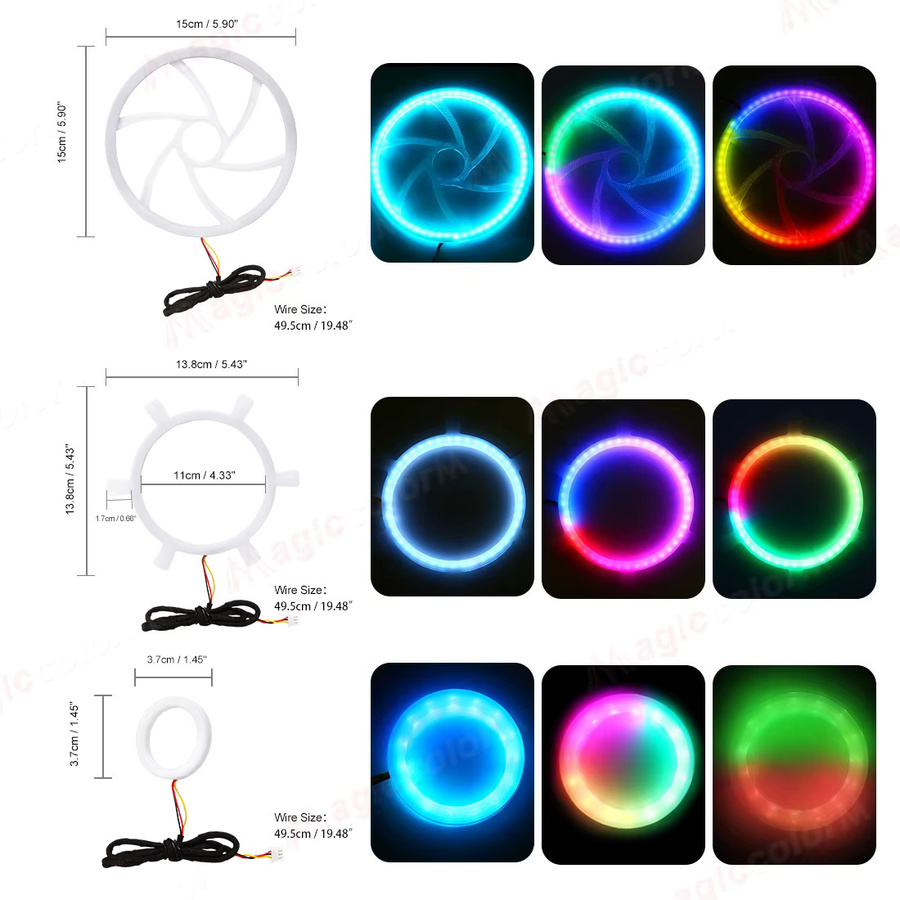 MAGIC COLORM RGB Auto-Lautsprecher Set mit App-Steuerung und 64 Farben für die Innenraum-Türdekoration, 5,9 Zoll und 4,3 Zoll - Bild 3