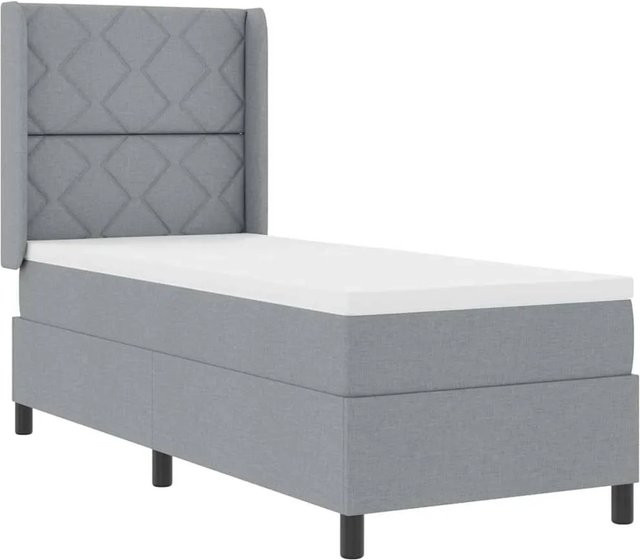 vidaXL LED Boxspringbett mit Matratze und Unterbettbeleuchtung, Farbe: Grau, B/T/H: 80 x 200 cm - Bild 1