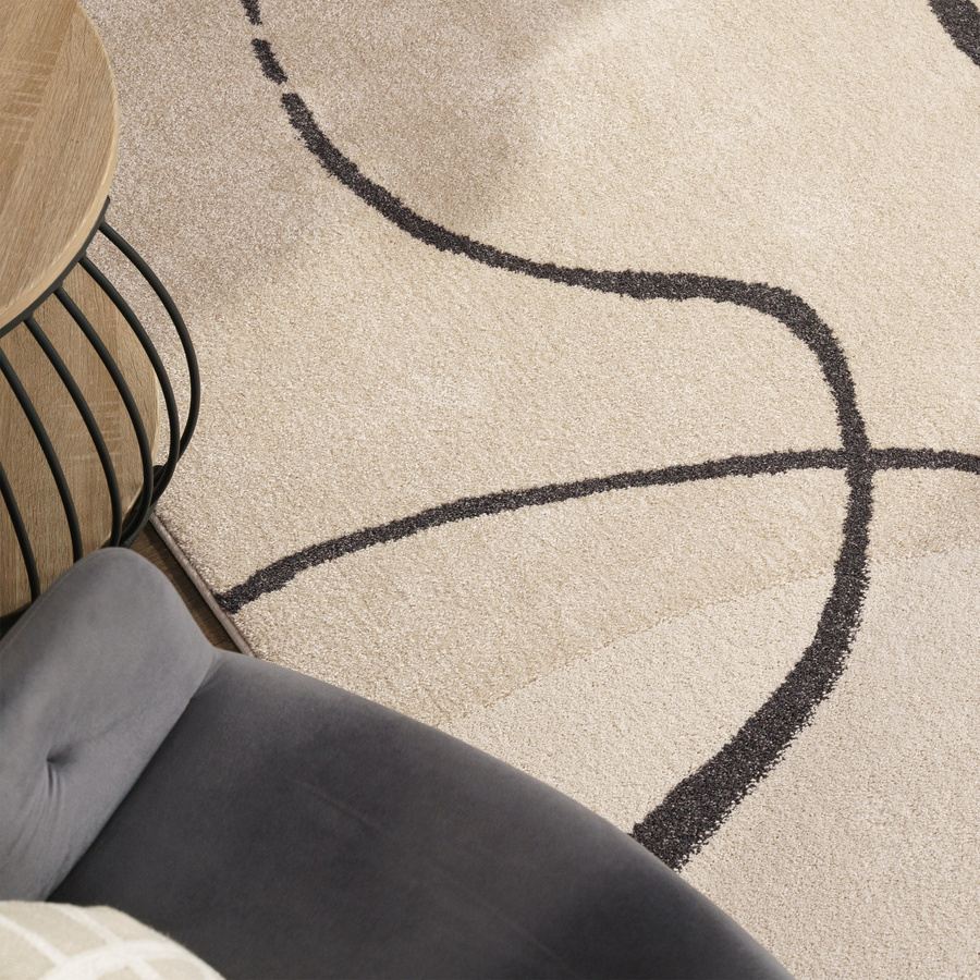 Moderner Teppich Balsa in Beige mit abstraktem Design, pflegeleicht und fußbodenheizunggeeignet, Breite: 120 cm, Länge: 170 cm - Bild 2