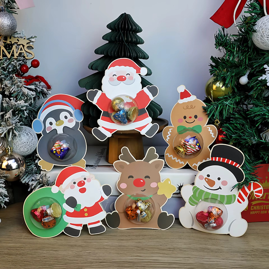 Transparentes Weihnachts-Süßigkeiten-Verpackungsset mit Schneemann-Design und Anhänger für deine Baumdekoration - Bild 5