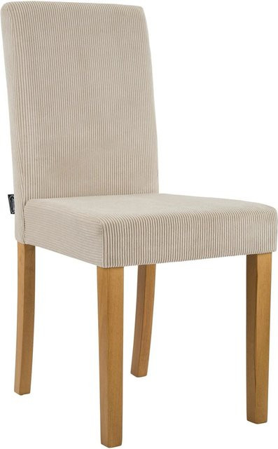 DELUKE Esszimmerstuhl DALAN in Cord Hellbraun mit Kautschukholz-Gestell, B/T/H: 41 x 47 x 91 cm - Bild 1