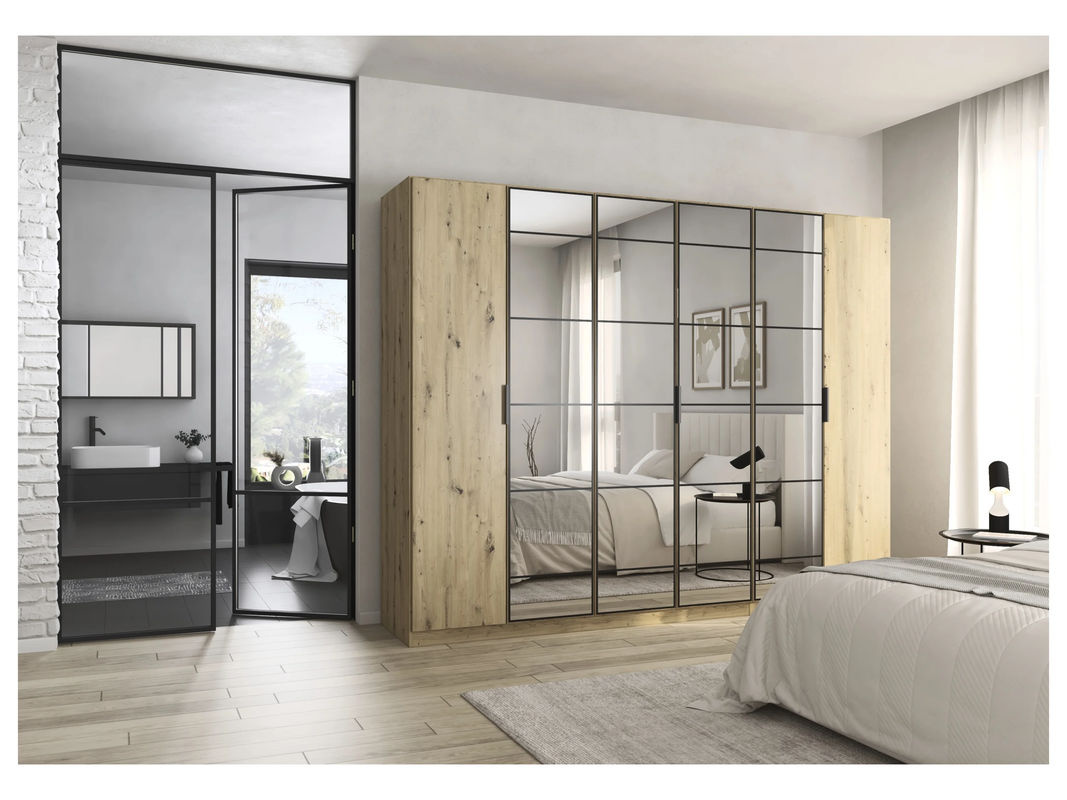 RAUCH Acero Drehtürenschrank in Eiche Artisan mit Glaselementen und Spiegel, B/T/H: 271 x 54 x 210 cm - Bild 2