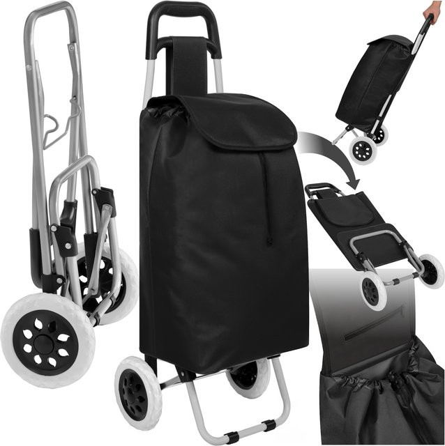 tectake Einkaufstrolley klappbar mit abnehmbarem Bezug in Schwarz, B/T/H: 20 x 35 x 50 cm - Bild 1