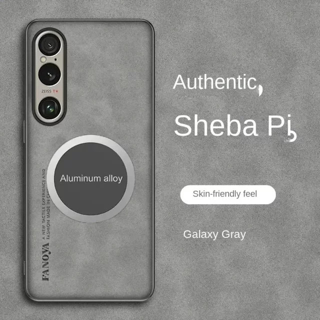 Retro Business Handyhülle aus Leder und Lammfell für Sony Xperia 10/5/1 VI IV V II in Gelb mit Magnet-Autohalterung - Bild 1