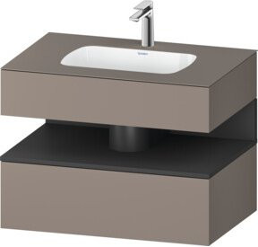 Duravit Qatego Einbauwaschtisch-Möbel-Set in Grau Matt mit LED-Beleuchtung und Innenschubladen, B/T/H: 80 x 55 x 60 cm - Bild 1