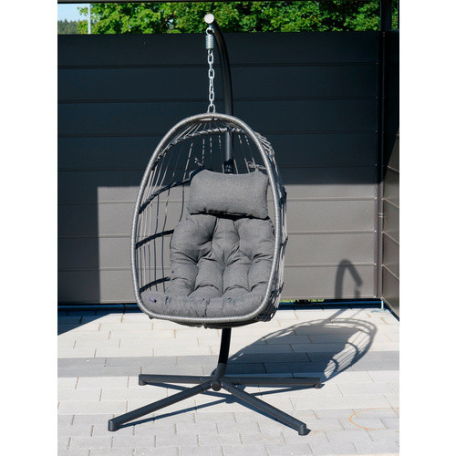 SUNGÖRL Hängekorb Egg Lounge aus pulverbeschichtetem Stahl in Grau, B/H/T: 95 x 195 x 93 cm - Bild 3