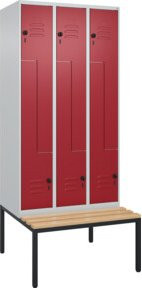 C+P Z-Spind Classic PLUS Sitzbank mit 6 Fächern und Sicherheits-Drehriegel, Sitzfläche aus Buche-Hartholz, B/T/H: 212,0 x 90,0 x 81,5 cm - Bild 1
