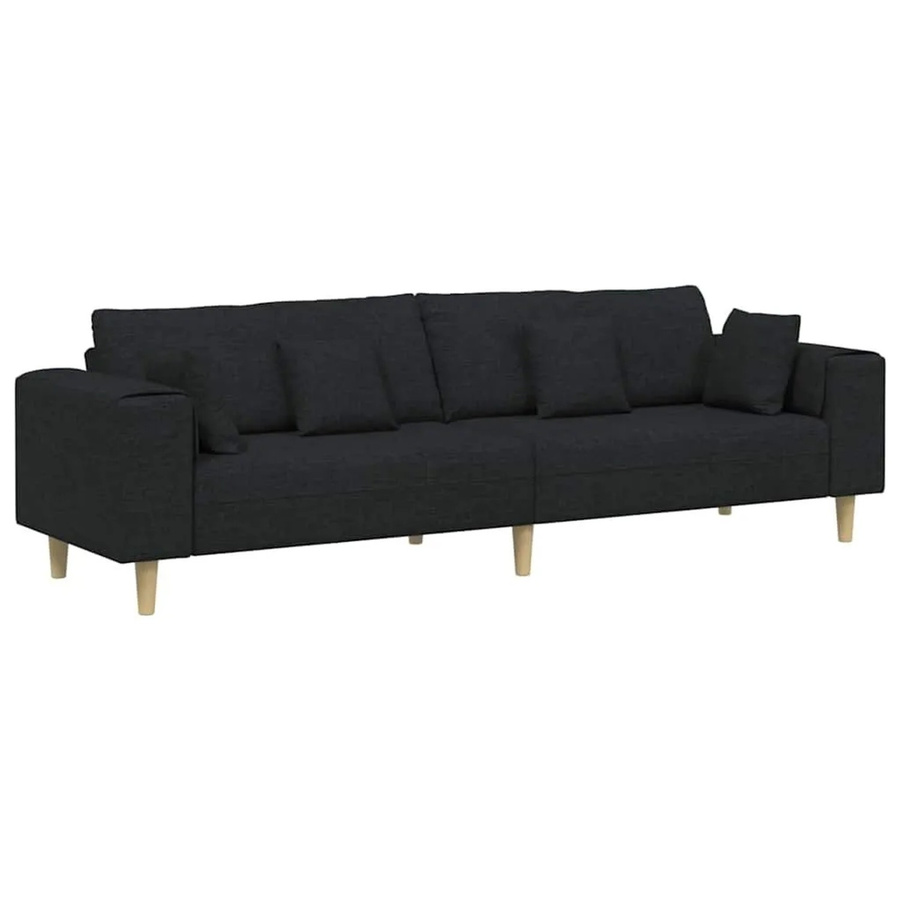 vidaXL Sofa in Schwarz mit Kissen aus Samtstoff, B/T/H: 250 x 77 x 76 cm - Bild 2