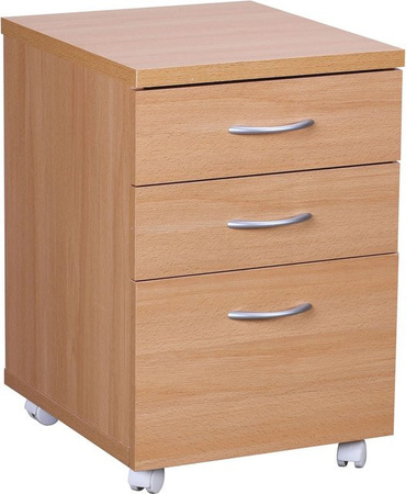 Rollcontainer Finebuy aus Buche in Braun mit Rollen für das Büro, B/T/H: 60 x 45 x 45 cm