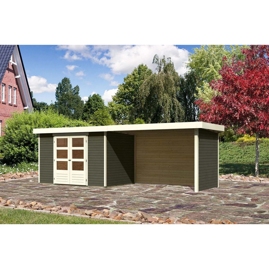 Karibu Holz-Gartenhaus Boras in Terragrau mit Flachdach und modernem Design, B: 298 cm, T: 213 cm, H: 211 cm - Bild 2