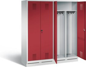 C+P Spind Evolo mit Front in Rubinrot und Korpus in Lichtgrau, H x B x T: 180 x 159 x 50 cm - Bild 1