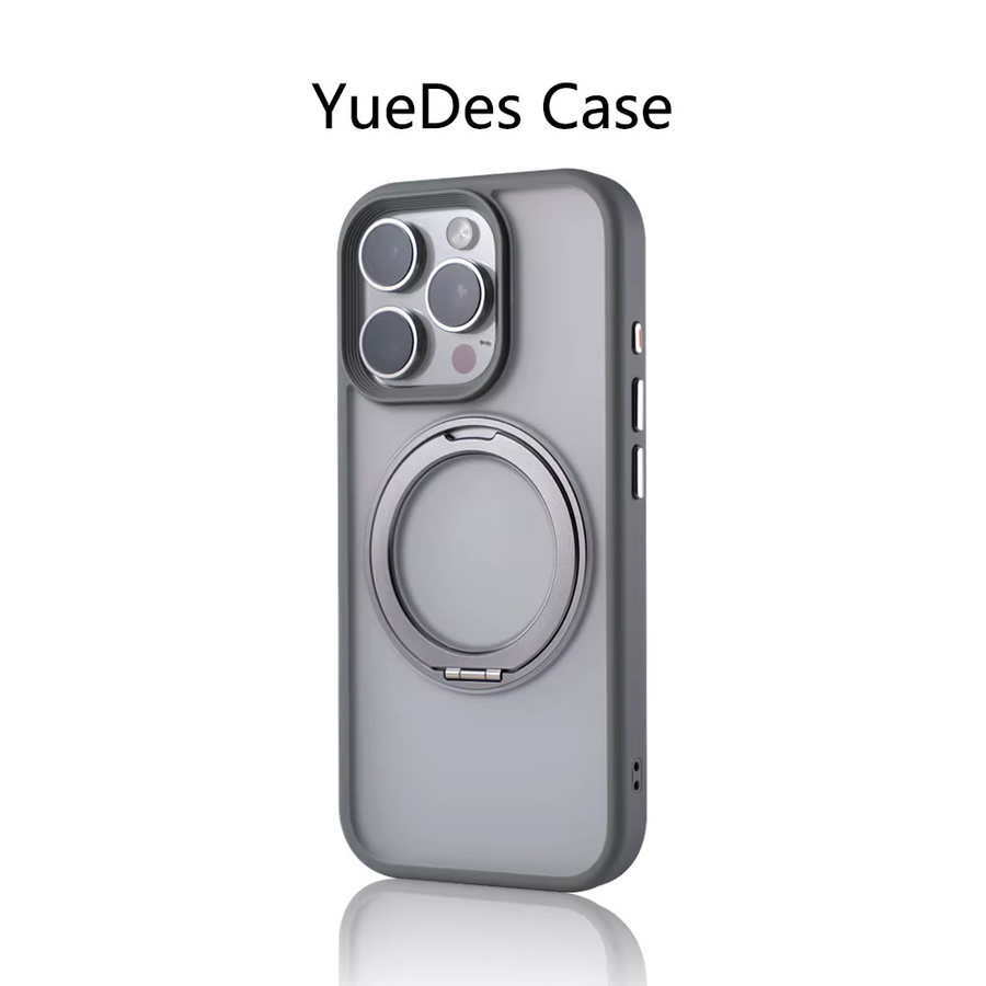 YUEDESHENG Magnetische Bumper Case mit 360 Grad Rotation und Ringhalter für iPhone 17 16 Pro Max 15 14 13 MagSafe Wireless Charging Gold - Bild 2
