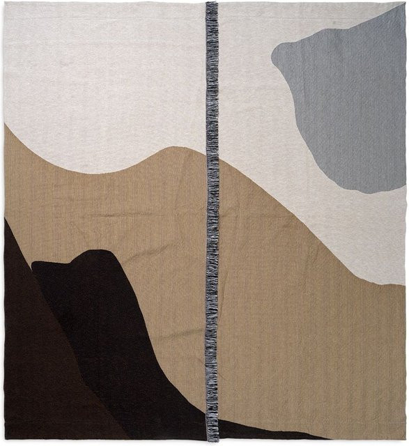 Ferm Living Vista Tagesdecke aus Bio-Baumwolle mit Fransen in Sand, Blau und Beige - Bild 1