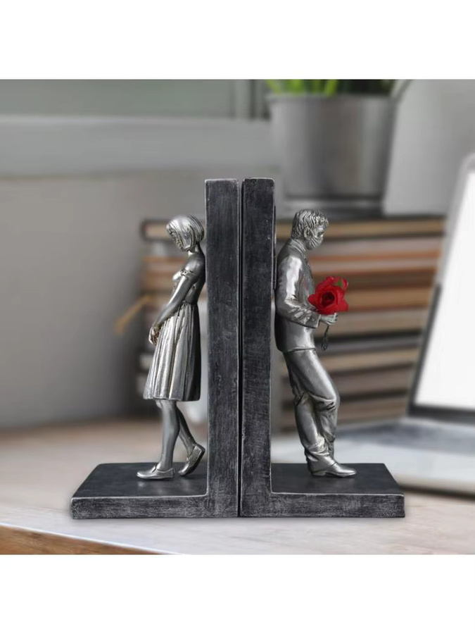 Dekorative Buchstützen von Sharprepublic aus Kunstharz in Silber, moderner Buchhalter für Schreibtisch und Bücherregal - Bild 5