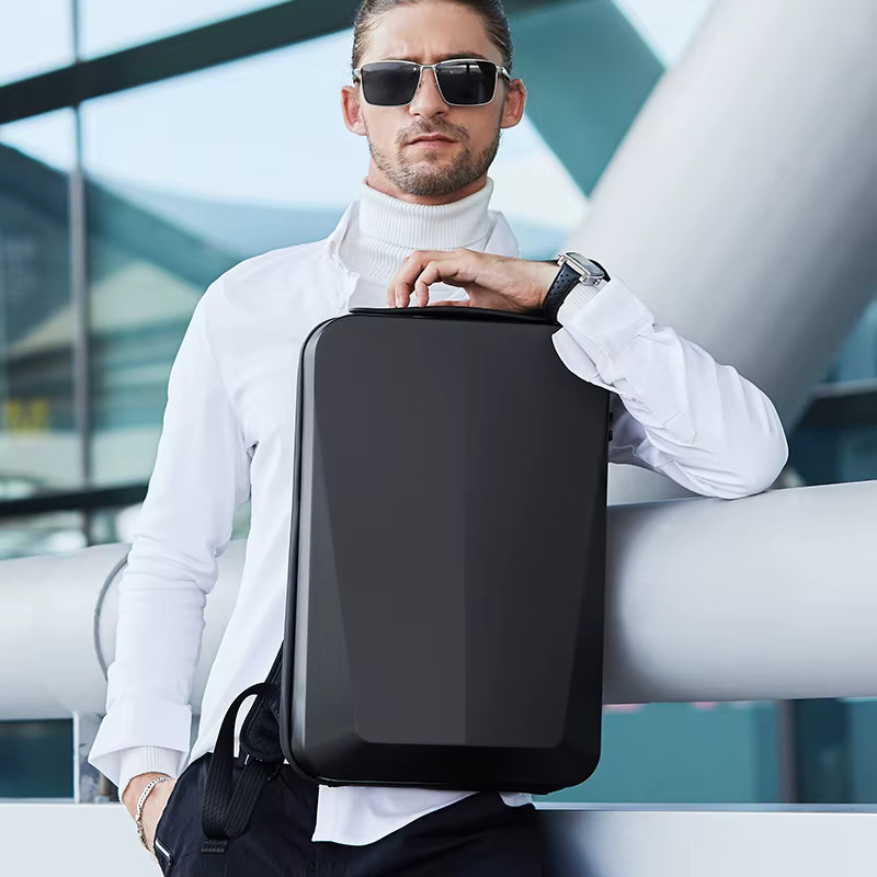Bange Laptop-Rucksack für Herren, wasserdichter 15,6-Zoll-Computerrucksack mit USB-Anschluss und Anti-Diebstahl-Funktion, Schwarz/Silber - Bild 3