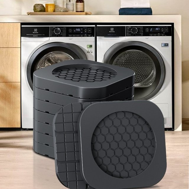 XMSJ Anti-Vibrations-Pads Set aus 4 Stück in Schwarz, geräuschdämpfende und rutschfeste Gummifüße für Waschmaschinen, Trockner und Kühlschränke - Bild 1