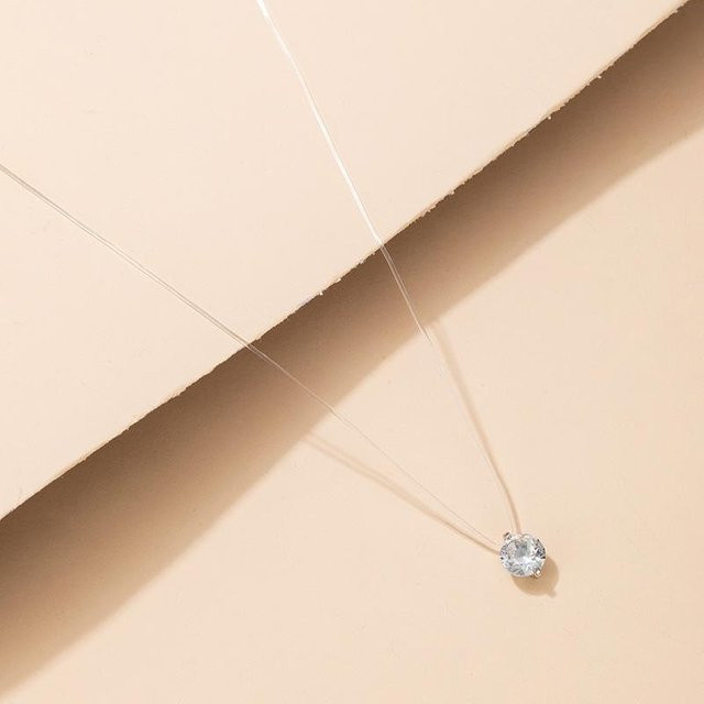 Halskette mit Strass-Anhänger, Silber, Messing, Damen, Kristall - Bild 1