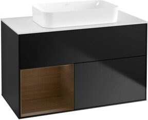 V&B Finion Waschtischunterschrank mit Wandbeleuchtung, Schwarz lackiert, B: 100 cm, T: 60,3 cm - Bild 1