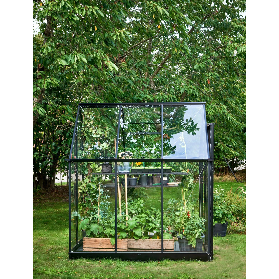 Halls Gewächshaus Qube 6 in Schwarz mit Sicherheitsglas und Satteldach, 3,9 m² - Bild 2