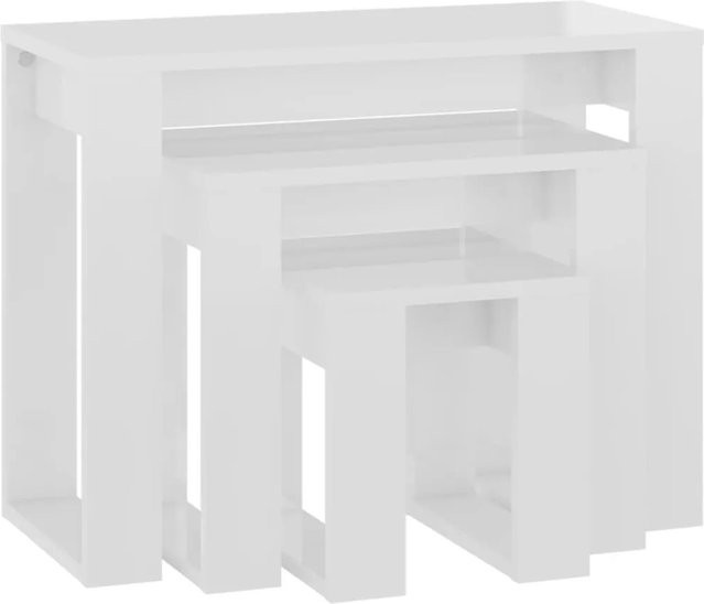 vidaXL Satztische 3-teilig in Hochglanz Weiß aus Holzwerkstoff mit modernem Design - Bild 1