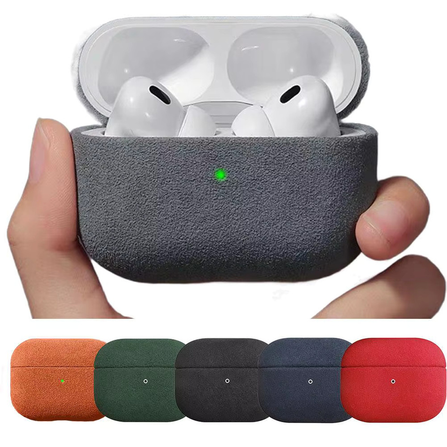 Apple AirPods Pro 3 Schutzhülle aus Wildleder in Grau mit drehbarer Fellabdeckung und kratzfestem Schutz - Bild 3