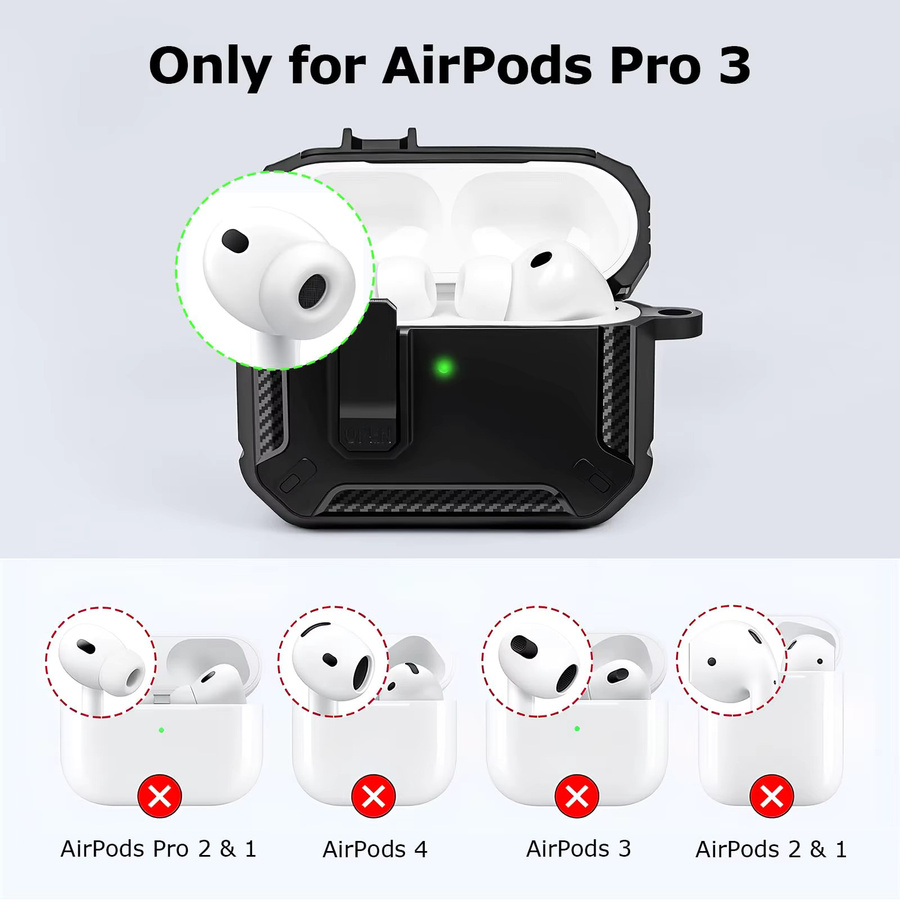 Transparente Schutzhülle für AirPods Pro 3 mit Secure Lock, stoßfeste Hartschale und Reinigungsstift - Bild 5