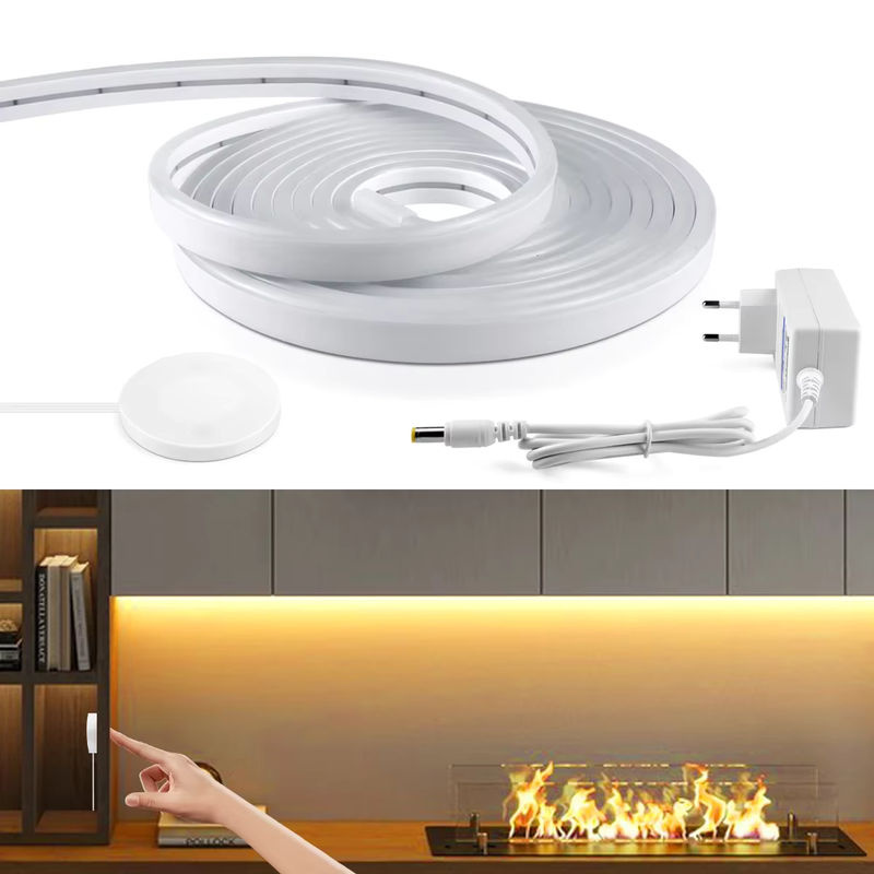 Lcamaw Neon Flex LED-Streifen mit Handsensor-Touch-Dimmer, dimmbar, Warmweiß, 120 LEDs/m, Silikon-Röhre für Küchenschrank-Hintergrundbeleuchtung - Bild 5