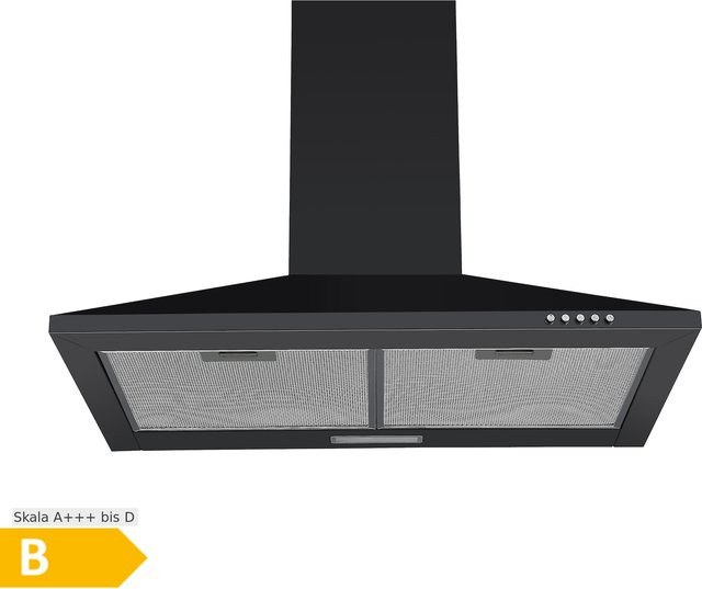 PKM Dunstabzugshaube 6091BH Kaminhaube aus Metall in Schwarz mit LED-Beleuchtung, 348 m³/h, Breite: 60 cm, Energieeffizienzklasse B - Bild 2