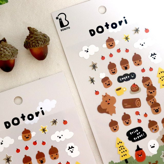 BONITO Kawaii Eichhörnchen und Eichel Aufkleber aus mattem Papier für Scrapbooking und Journaling in Multicolour - Bild 1