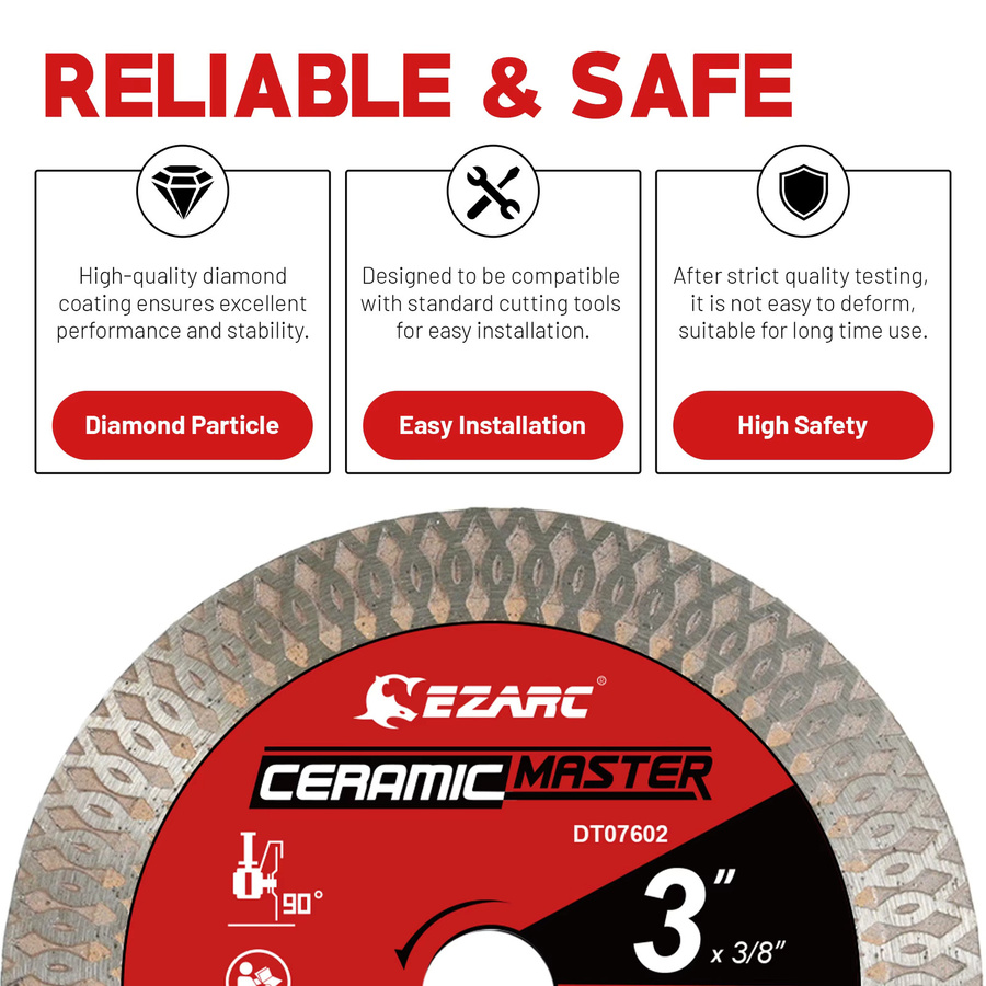 EZARC 3-Zoll Superdünne Diamantklinge für Kreissägen, Farbe: Silber, Durchmesser: 7,62 cm, ideal zum Schneiden von Porzellan, Keramik, Granit, Marmor und Fliesen - Bild 6