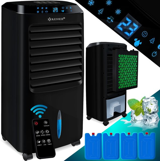 KESSER 4in1 Mobile Klimaanlage in Schwarz mit Fernbedienung, Timer und 10 L Tank als Luftkühler, Ventilator und Luftbefeuchter mit Ionisator - Bild 1