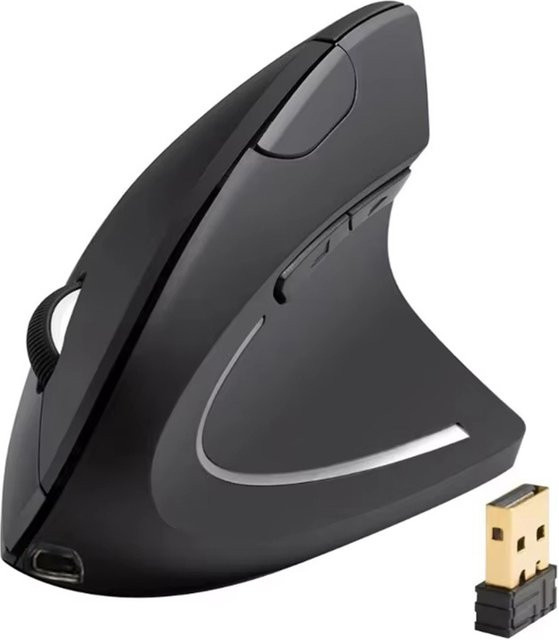 Ergonomische kabellose Bluetooth-Computermaus von KAFNHCKA in Schwarz mit 1600 DPI und wiederaufladbarem Akku - Bild 1