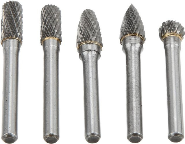 TOMTOP JMS 5-teiliges Doppelschnitt-Fräser-Feilenset aus Wolframkarbid in Silber, 6 x 10 mm - Bild 1