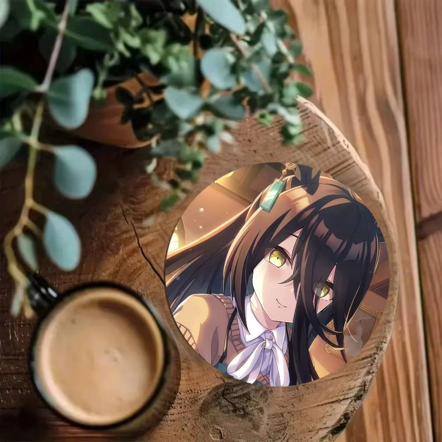 Manhattan Cafe Anime Umamusume Pretty Derby Holzuntersetzer rund, Durchmesser: 10 cm, braun/mehrfarbig - Bild 4