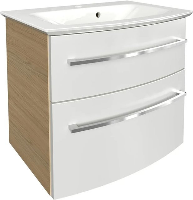 Fackelmann Badmöbel-Set B.Style 2-tlg. in Sandeiche und Weiß mit Waschtisch und Unterschrank, B/H/T: 63,2 x 54,3 x 46 cm - Bild 1