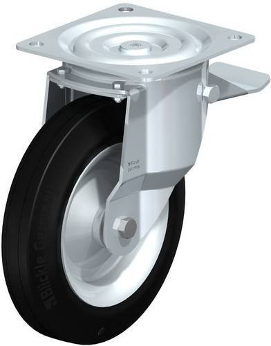 Blickle Lenkrolle L-V 252R-ST-EL mit Feststeller, Rad-Durchmesser: 25 cm, Tragfähigkeit: 295 kg, verzinkter Stahl, Farbe: Silber/Schwarz - Bild 1
