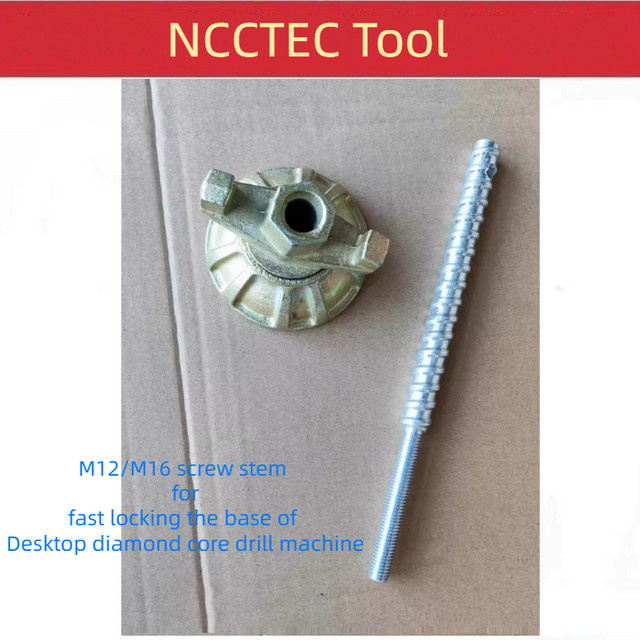 NCCTEC Gewindeschrauben-Set M12 M16 mit Schüsselmutter in Silber, galvanisiert, zur Befestigung der Tischbasis von Diamantkernbohrmaschinen - Bild 1