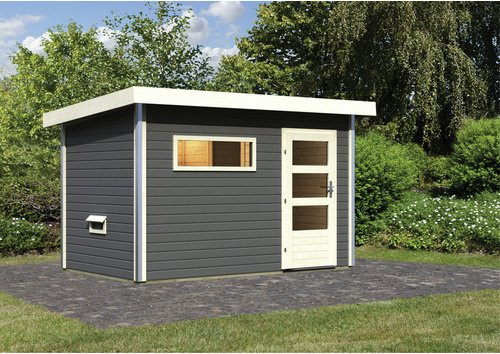 KARIBU Saunahaus in nordischem Design, grau, B/T/H: 336 x 196 x 228 cm, ohne Ofen - Bild 1