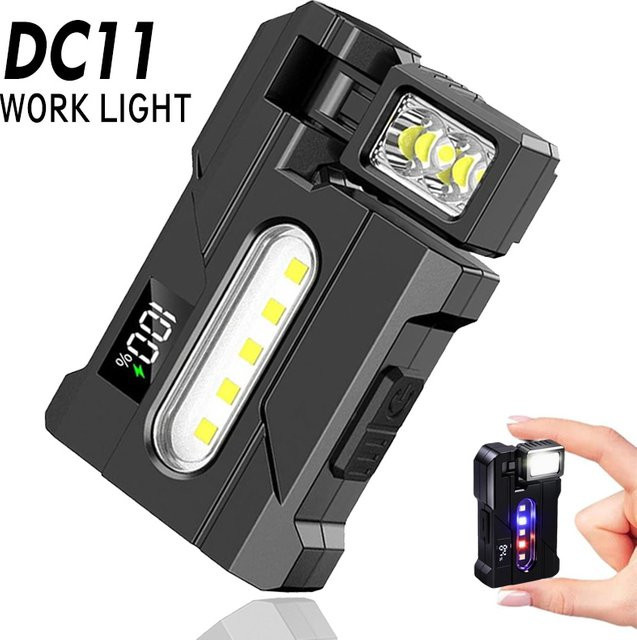 NEWBIRTH Multifunktionale Mini-Taschenlampe in Schwarz mit Clip, magnetisch und wiederaufladbar, rotierendes Arbeitslicht für EDC und Outdoor-Einsätze - Bild 1