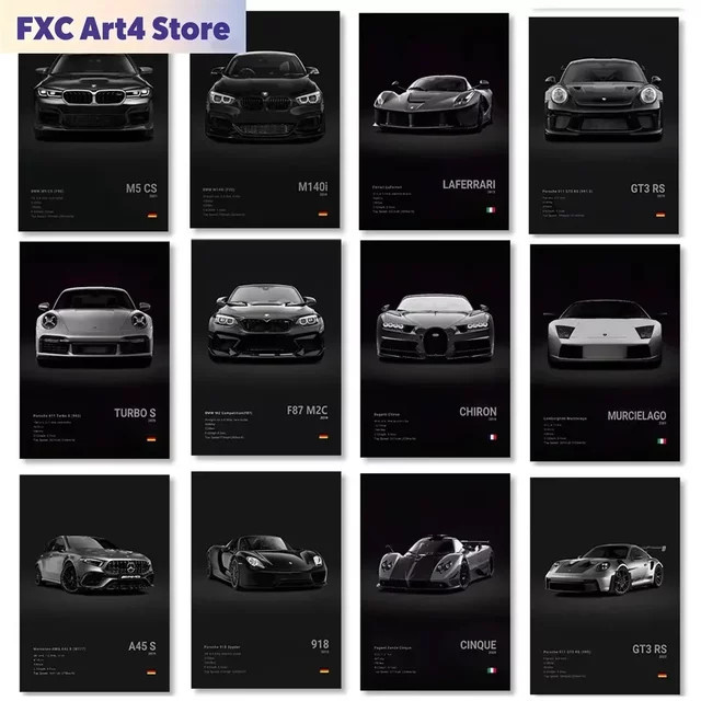 Modernes Leinwandbild mit berühmten Autos 918 GT3 G63 STO SLS als Wandkunst-Poster von Rastar, mehrfarbig, ungerahmt - Bild 1