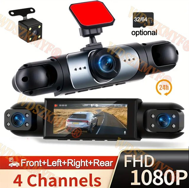 WDSZKMYF 360 Grad Dash Cam Full HD 1080P Auto Kamera mit 3/4 Objektiv in Schwarz - Bild 1