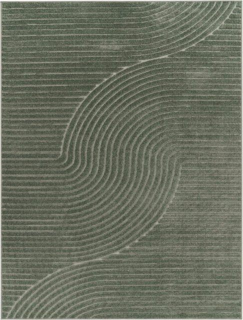 In- & Outdoor-Teppich Cotara in Grün mit wellenförmigem Boho-Muster, B/T: 120 x 160 cm - Bild 1