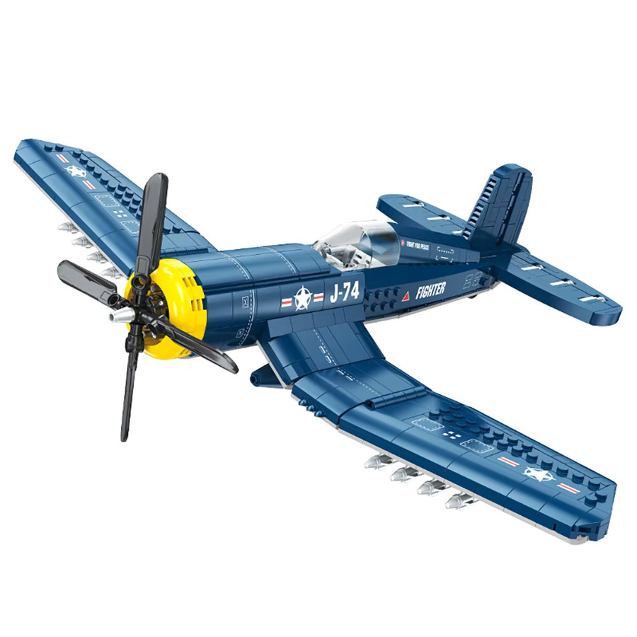 KNEW BUILT Fighter Jet Helicopter Plane Bausteinspielzeug in Blau für Jungen - Bild 4