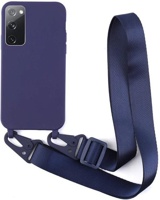 Silikon Lanyard Hülle mit Umhänge-Halskette für Samsung Galaxy S24 Ultra S23 FE S22 S10 S9 S8 Plus Note20 Ultra in Dunkelblau - Bild 1