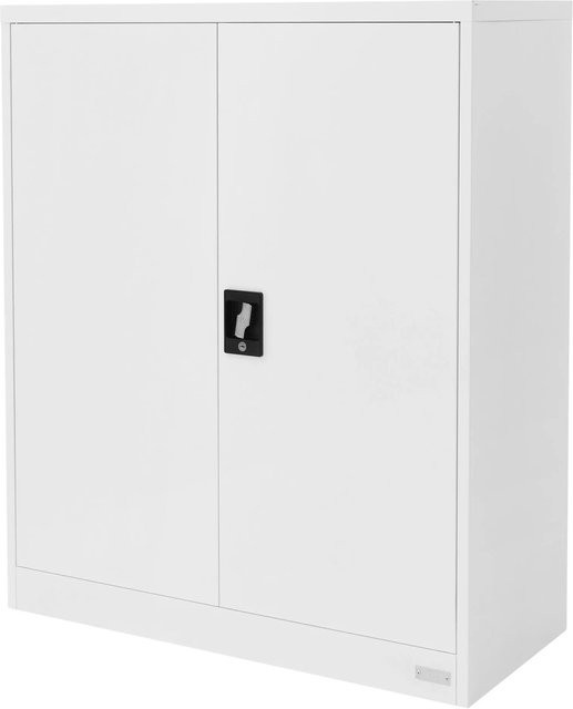 ML-Design Aktenschrank aus Stahl mit 2 Türen und Schloss, Weiß, B/T/H: 90 x 40 x 109 cm - Bild 1