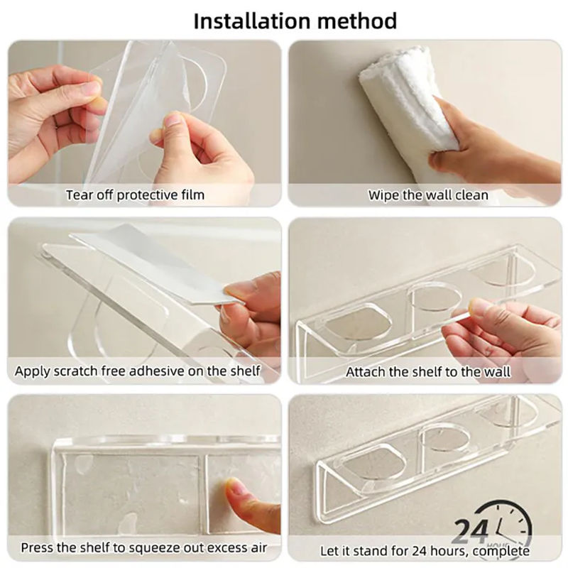 NATAWA Kammhalter aus Acryl in Transparent zur Wandmontage als Organizer und Aufbewahrungsregal für Haarbürsten im Badezimmer - Bild 5