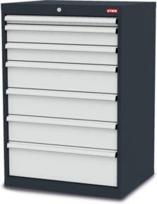 STIER Schubladenschrank aus Stahl mit 7 Schubladen und Einteilungsset, Farbe Anthrazit, B/T/H: 70,0 x 57,5 x 102,0 cm - Bild 1