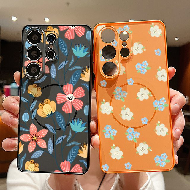 Magnetische Handyhülle mit buntem Blumenmuster für Samsung Galaxy S26 S25 S24 S23 FE A55 A15 und weitere Modelle, Mehrfarbig - Bild 1