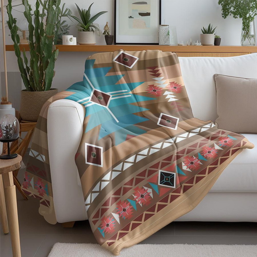 Living Need F Fleecedecke im Navajo-Stil mit Stammesmuster, Flanell-Überwurf in Multicolour, B/B: 100 x 150 cm - Bild 4